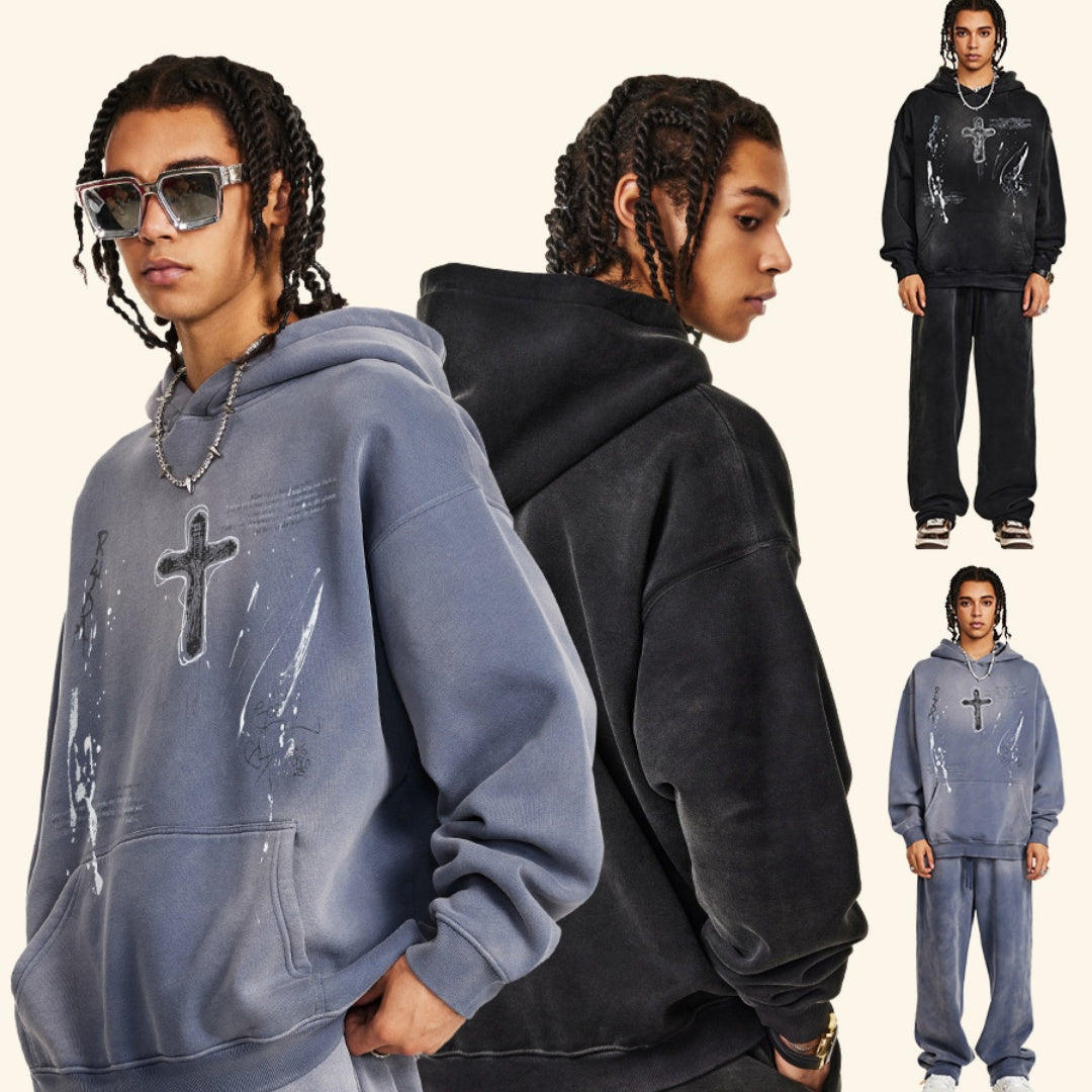 Hand-Painted Streetwear Pullover Hoodie