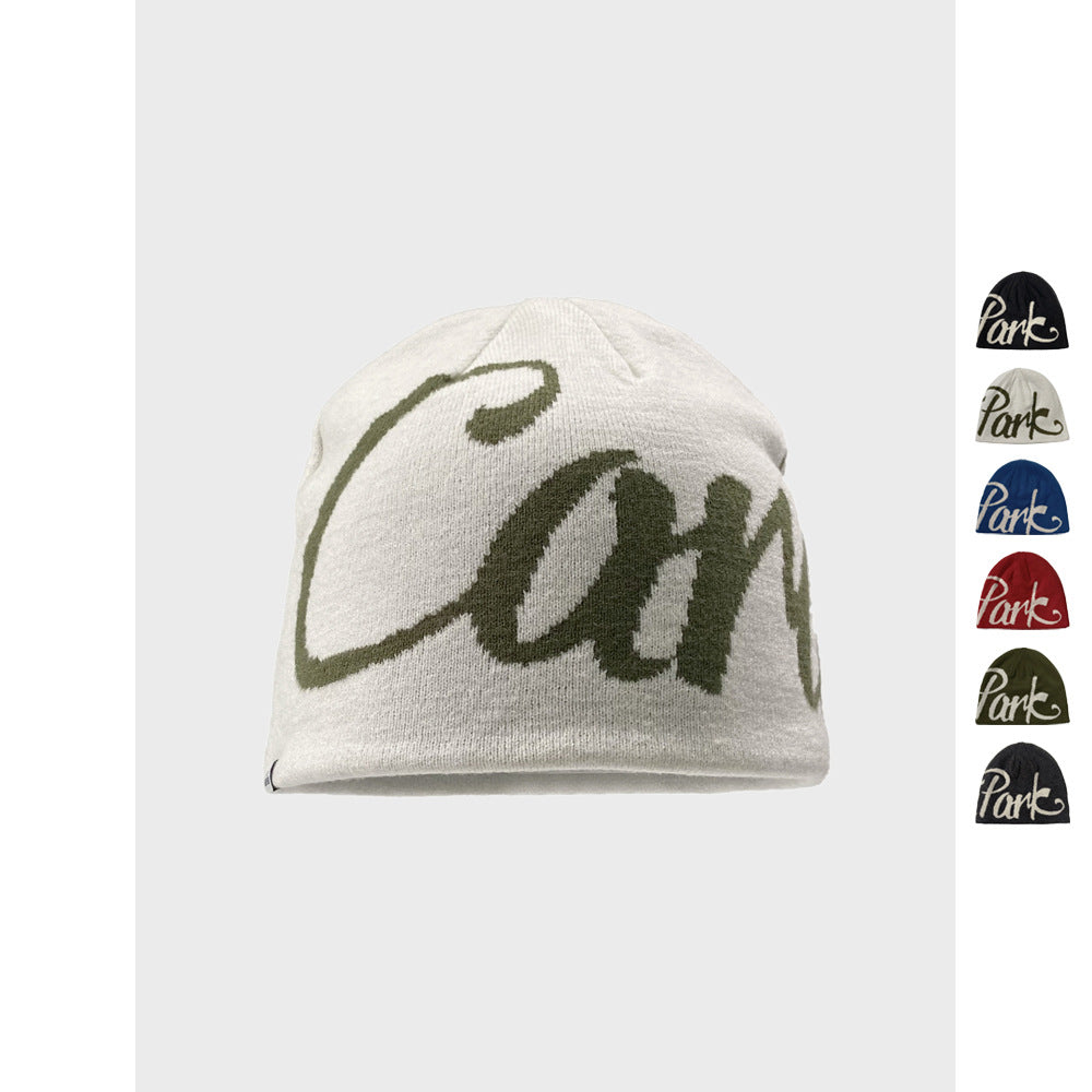 Street Letter Jacquard Double-Sided Knit Beanie