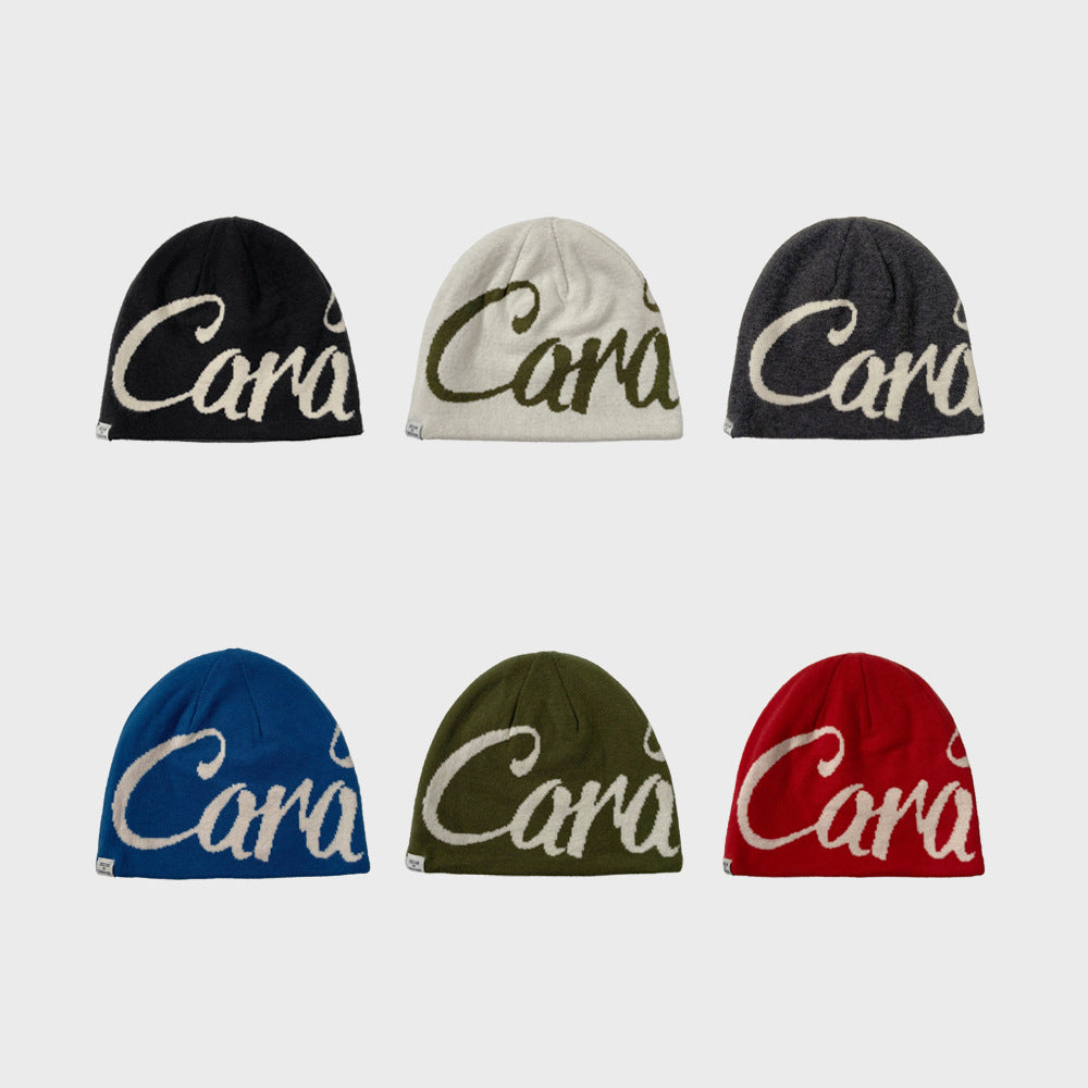 Street Letter Jacquard Double-Sided Knit Beanie
