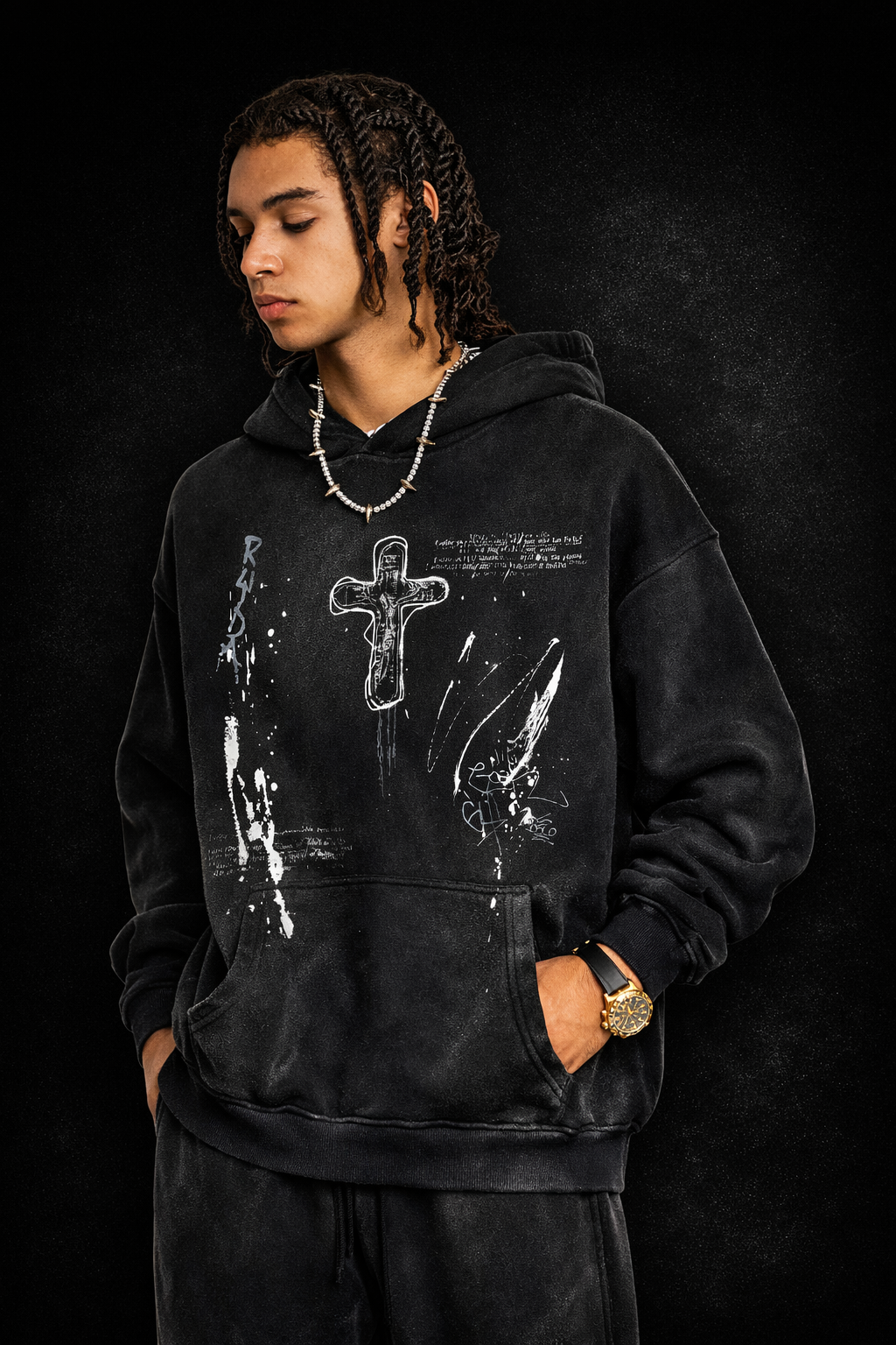 Hand-Painted Streetwear Pullover Hoodie