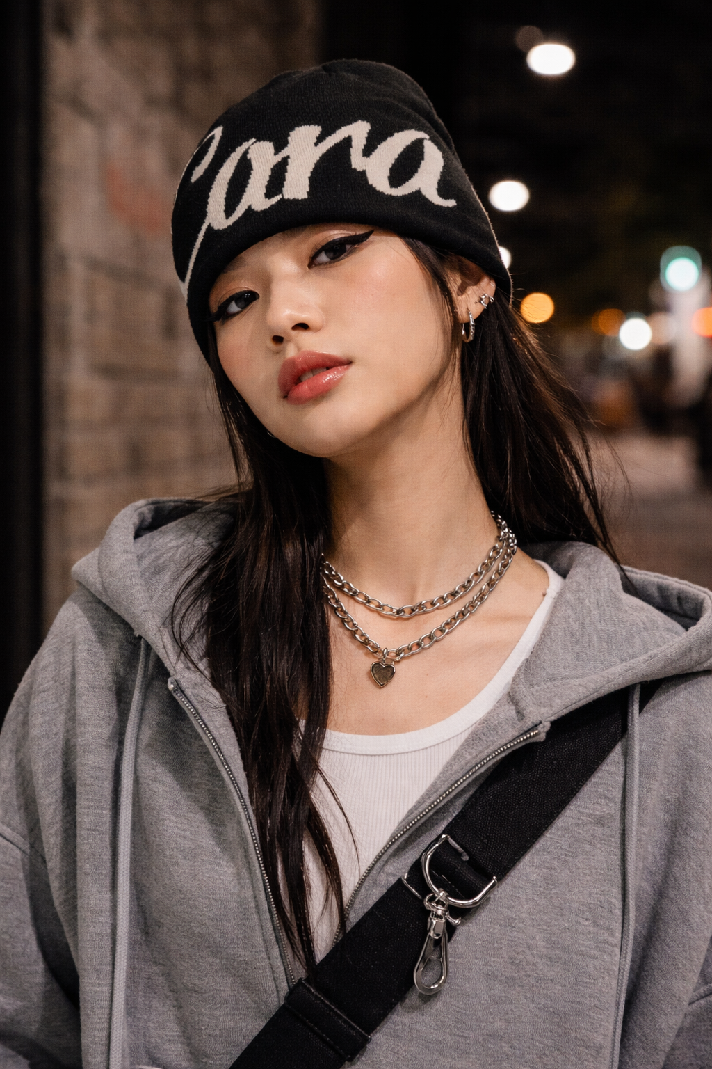 Street Letter Jacquard Double-Sided Knit Beanie
