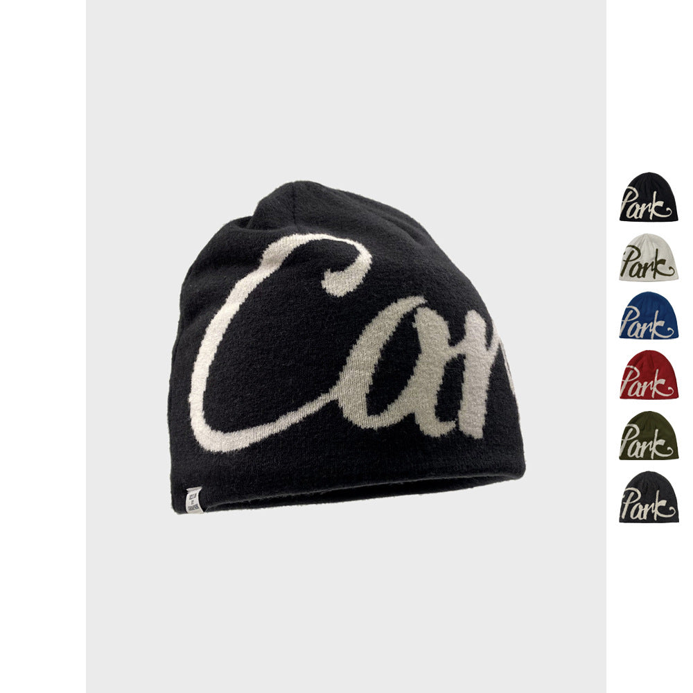 Street Letter Jacquard Double-Sided Knit Beanie
