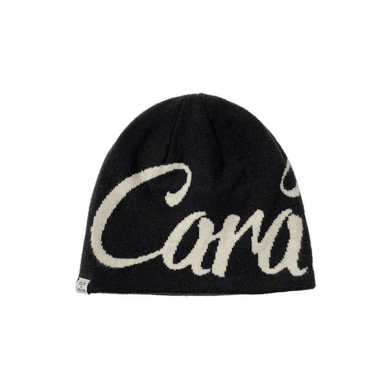 Street Letter Jacquard Double-Sided Knit Beanie