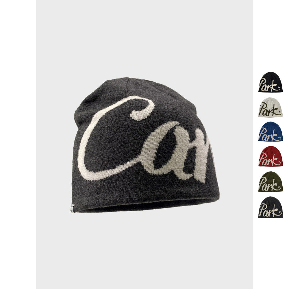 Street Letter Jacquard Double-Sided Knit Beanie